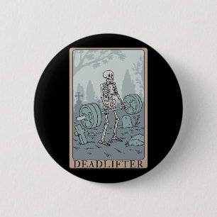 Funny Skeleton Tarot Card Deadlifter Bodybuilding Knapp