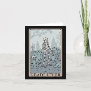 Funny Skeleton Tarot Card Deadlifter Bodybuilding Kort