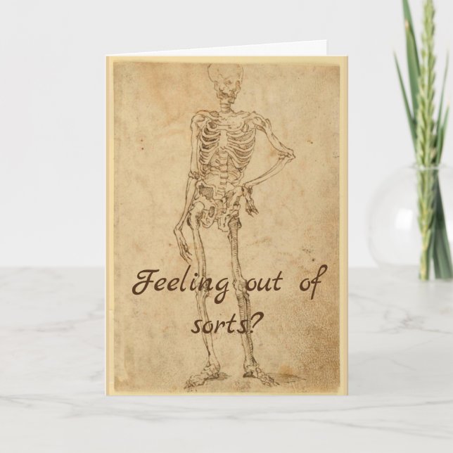 Funny Skeleton Teckning Get well Kort (Framsida)