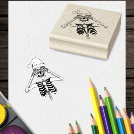 Funny Skeleton Teckning Holding-prydnadsföremål Sa Stämpel