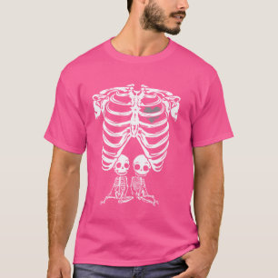 Funny Skeleton Twin Gravid Gift Gravid Hallow T Shirt