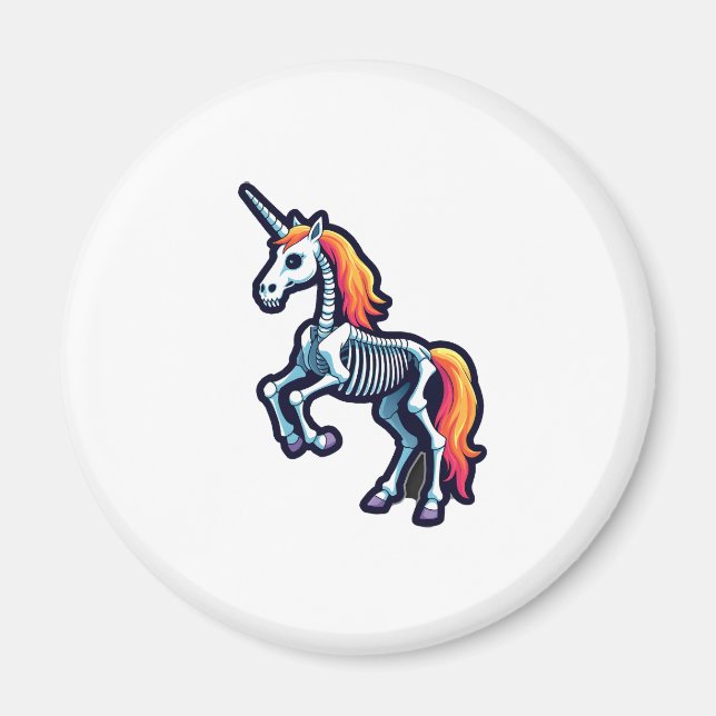 Funny Skeleton Unicorn Lovers Spooky Halloween Cos Magnet (Framsidan)