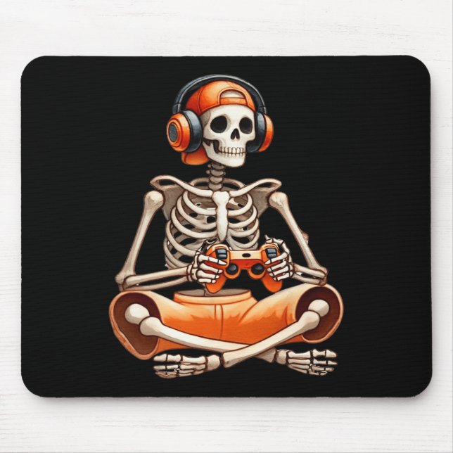 Funny Skeleton Video Game Halloween-spelspelare B Musmatta (Framsidan)