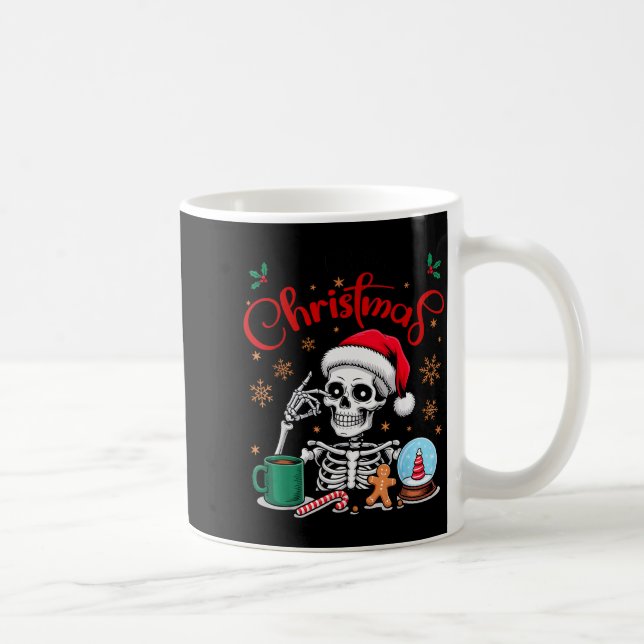 Funny Skeleton Waiting For Christmas Kids Men Wome Kaffemugg (Höger)