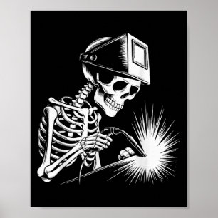 Funny Skeleton Welding Älskare Spooky Halloween We Poster