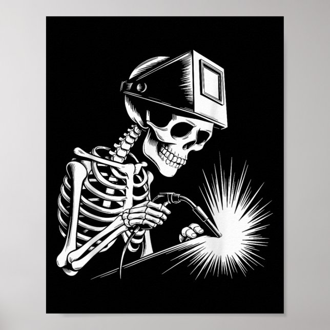 Funny Skeleton Welding Älskare Spooky Halloween We Poster (Framsidan)