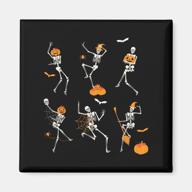 Funny Skeletons Dancing Dance Challenge Halloween Magnet (Framsidan)