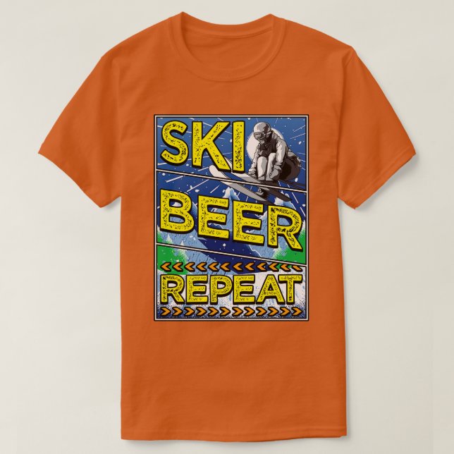 Funny Ski Beer Repeat Skiing Drinking Skiers 1 T Shirt (Design framsida)