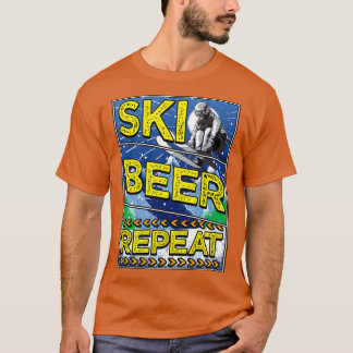 Funny Ski Beer Repeat Skiing Drinking Skiers 1 T Shirt