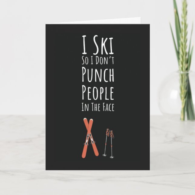 Funny Ski Cards Skiing Humor Skier Winter Sports Kort (Framsida)