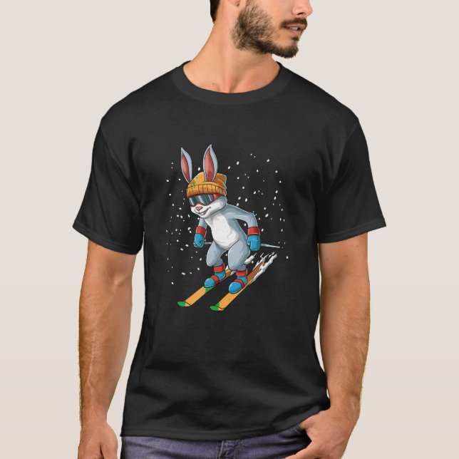 Funny Ski Rabbit Ski och Snowboard Bunny T Shirt (Framsida)