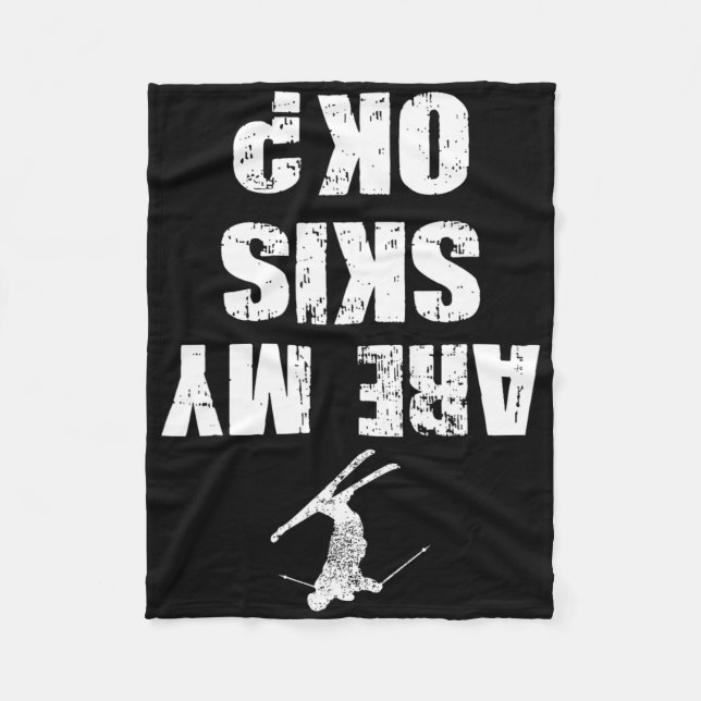 Funny Ski Tee Distressed Skiing Winter Sports Ski  Fleecefilt (Framsidan)