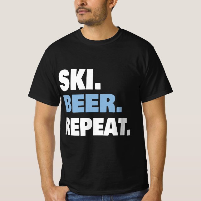 FUNNY SKI TRIP SKIING & BEER LOVER GIFT FOR MEN &  T SHIRT (Framsida)