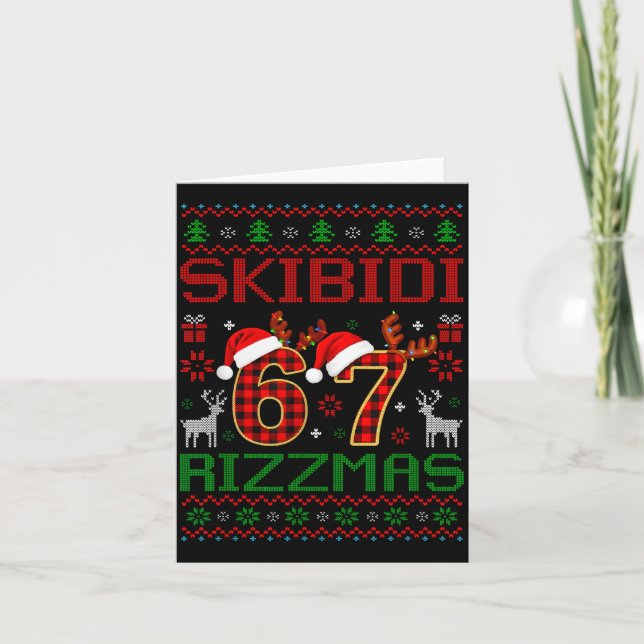Funny Skibidi Rizzmas Meme Ugly Christmas Vibes Xm Kort (Framsida)