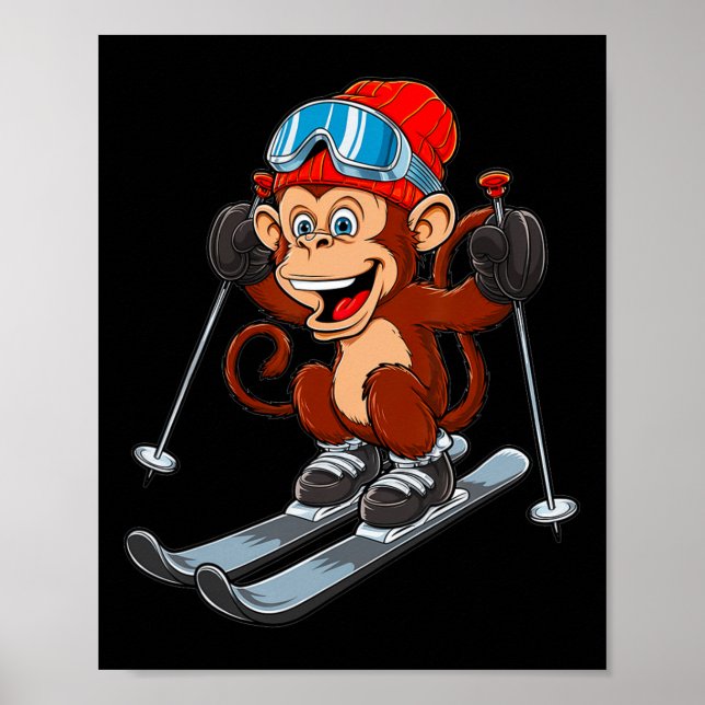 Funny Skickar Monkey Winter Sports Poster (Framsidan)