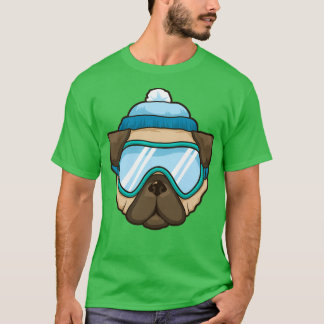 Funny Skier Snowboard Skiing Hund Pug Älskare Gift T Shirt