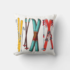 Funny Skiing Colorful Ski Skier Kudde