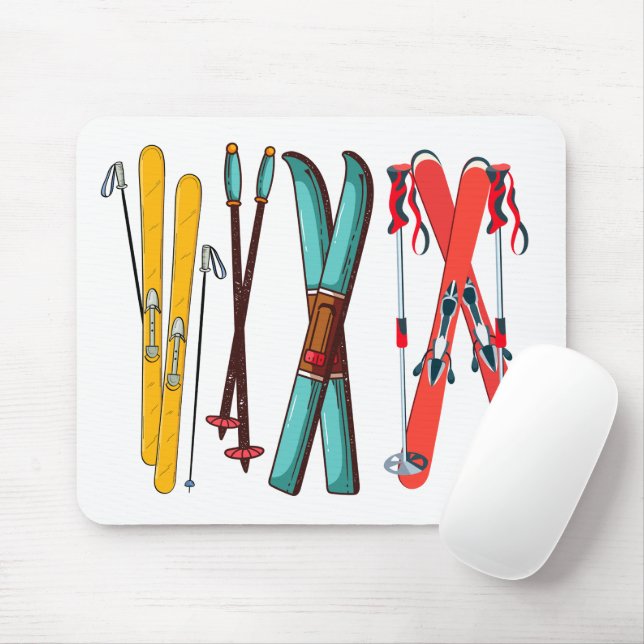 Funny Skiing Colorful Ski Skier Musmatta (Med mus)