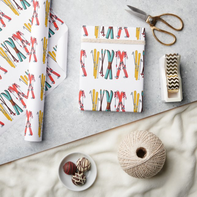 Funny Skiing Colorful Ski Skier Presentpapper (Hantverk)