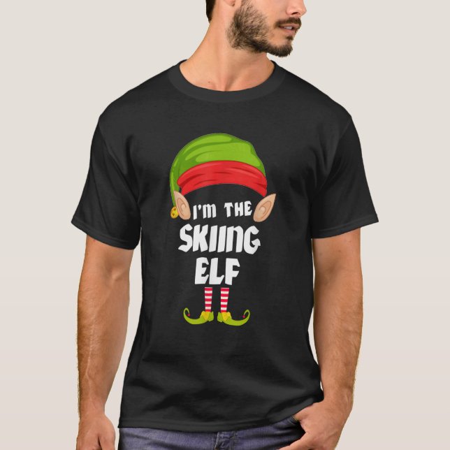 Funny Skiing Elf Matching Family Group PJ Christma T Shirt (Framsida)