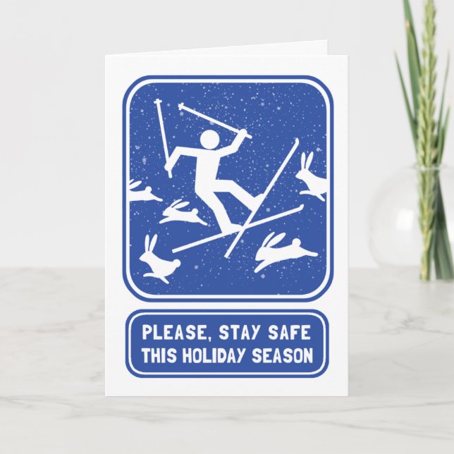 Funny Skiing Helgdag Card - Bunny Slope jul Helgkort (Framsida)