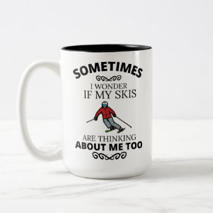 Funny Skiing Joke Quote, Ski Enthusiast Skier Gift Två-Tonad Mugg