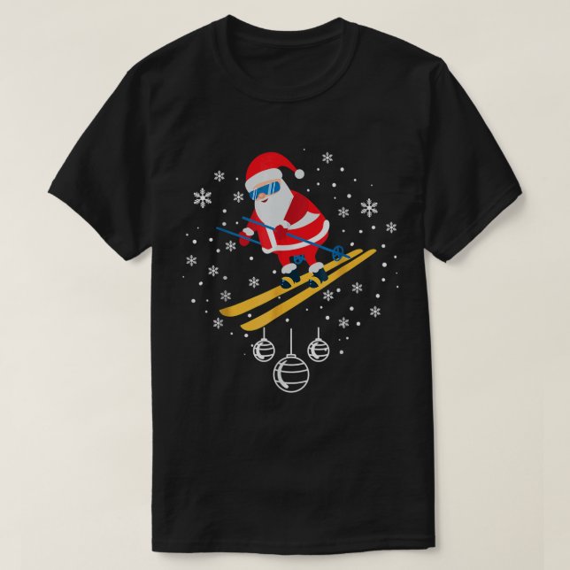 Funny Skiing jultomten Ornament Julafton Pajama T Shirt (Design framsida)