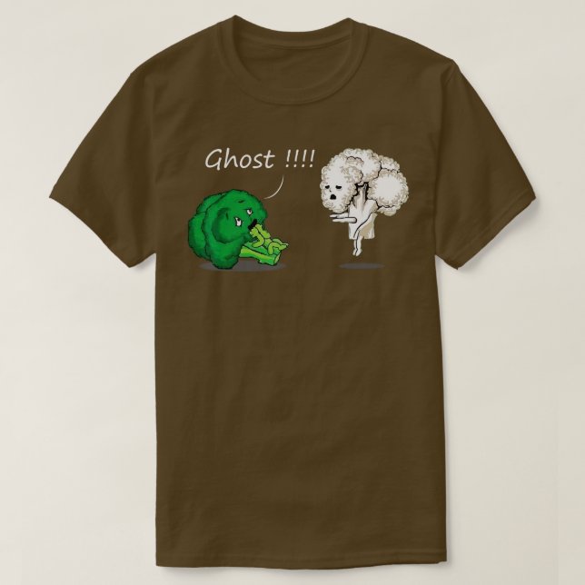Funny Skrämt Broccoli av Ghost CauliblommFunny V T Shirt (Design framsida)