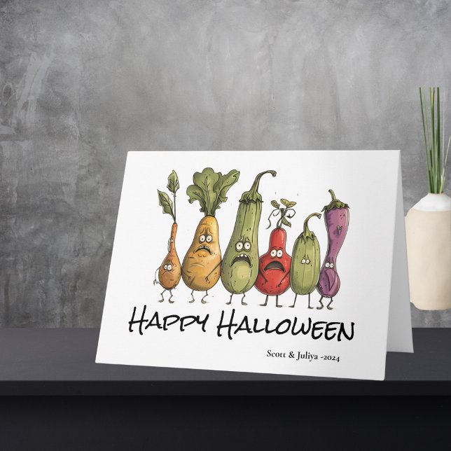 Funny skrämt veggie Halloween hälsning Kort (Skapare uppladdad)