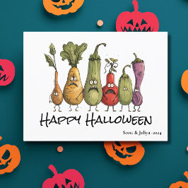 Funny skrämt veggie Halloween Vykort