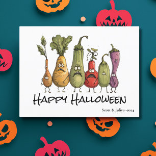 Funny skrämt veggie Halloween Vykort