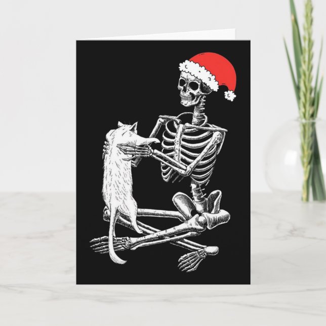 Funny Skull Cat-jul Kort (Framsida)
