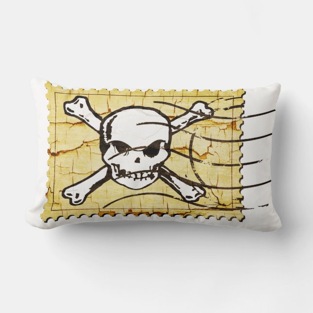 Funny Skull Frimärke 3 Lumbarkudde (Framsida)