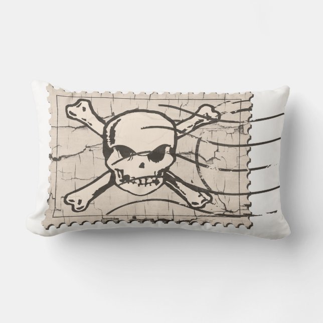 Funny Skull Frimärke 4 Lumbarkudde (Framsida)