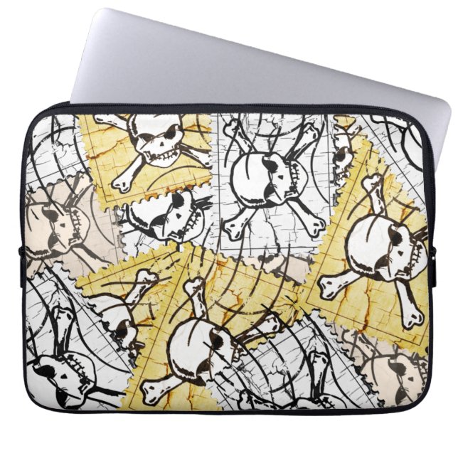 Funny Skull Frimärke Laptop Sleeve (Framsidan)
