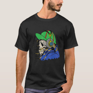 Funny Skull med hörlurar Music Vintage Retro St T Shirt