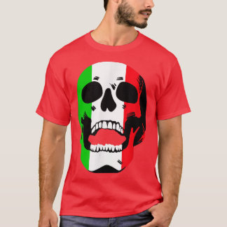 Funny Skull med Italien Flagga T-Shirt