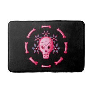 Funny Skull Rosa Halloween Whimsigoth Badrumsmatta