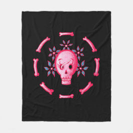 Funny Skull Rosa Halloween Whimsigoth Fleecefilt