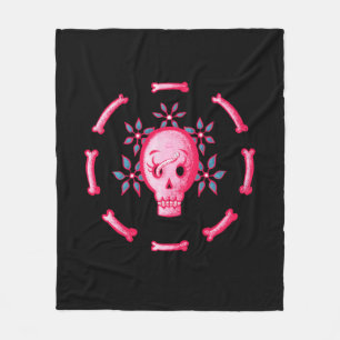 Funny Skull Rosa Halloween Whimsigoth Fleecefilt