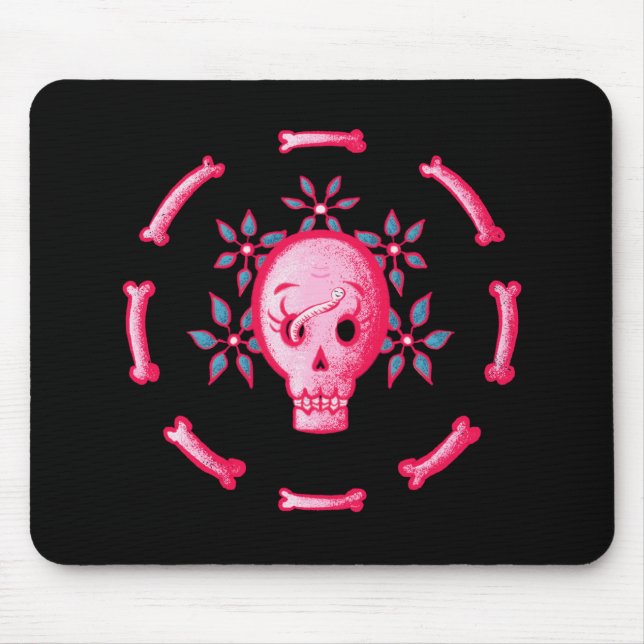 Funny Skull Rosa Halloween Whimsigoth Musmatta (Framsidan)