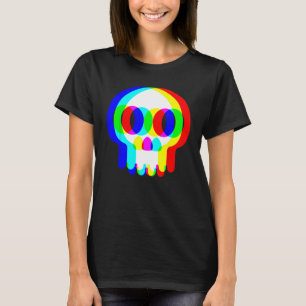 Funny Skull Trippy Vaporwave Halloween Techno Rave T Shirt