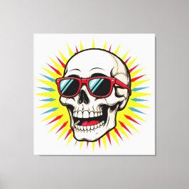 **Funny Skull With Sunglasses – Cartoon Laughing S Canvastryck