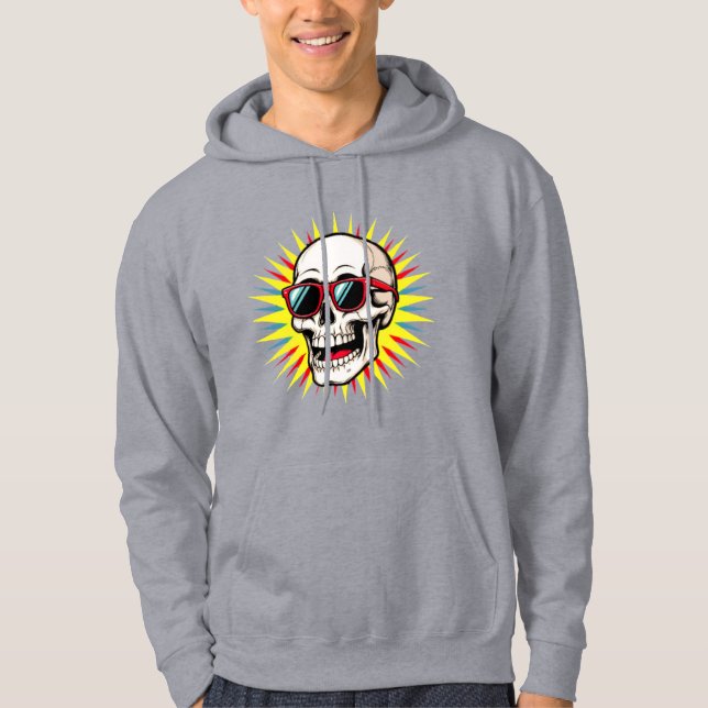 **Funny Skull With Sunglasses – Cartoon Laughing S Hoodie (Framsida)