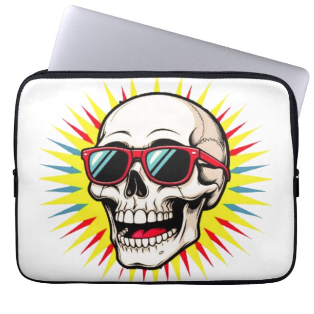 **Funny Skull With Sunglasses – Cartoon Laughing S Laptop Fodral (Framsidan)