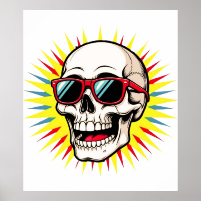 **Funny Skull With Sunglasses – Cartoon Laughing S Poster (Framsidan)