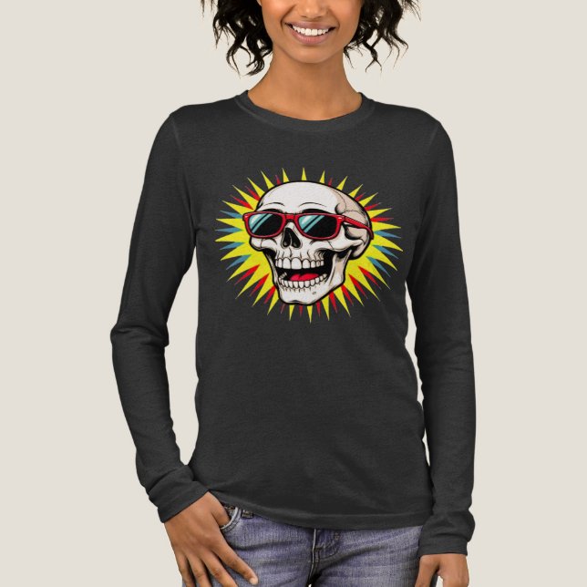 **Funny Skull With Sunglasses – Cartoon Laughing S T Shirt (Framsida)