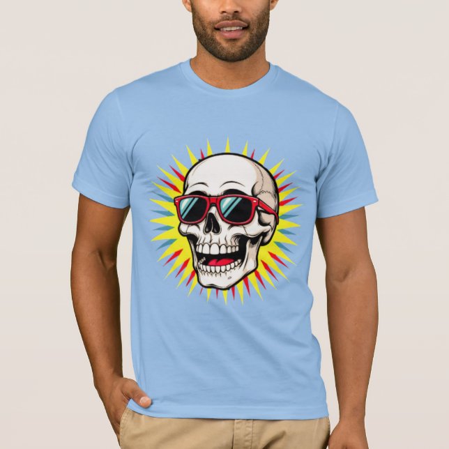 **Funny Skull With Sunglasses – Cartoon Laughing S T Shirt (Framsida)