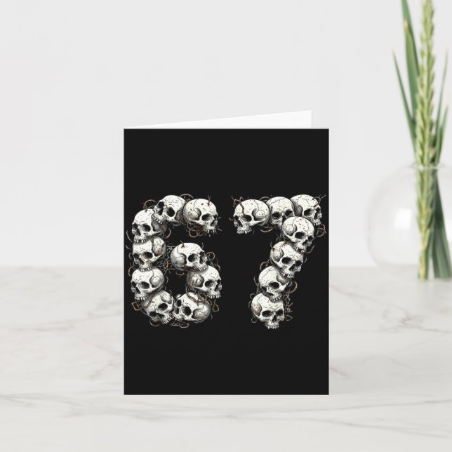Funny Skulls 6 7 Meme Six Seven Love Halloween  Kort (Framsida)