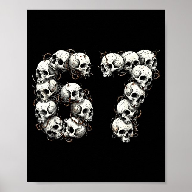 Funny Skulls 6 7 Meme Six Seven Love Halloween  Poster (Framsidan)